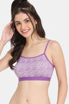 Rosaline Double Layered Full Coverage Non Wired Bralette - Marble Purple — thumbnail 1
